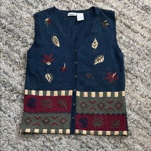 Capacity womens wool blend fall themed Patterned Sweater Vest sz L
